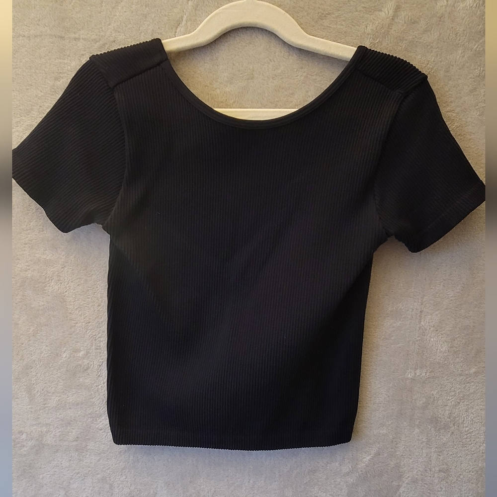 Zara Girls Black Ribbed Crop Top Size 13-14